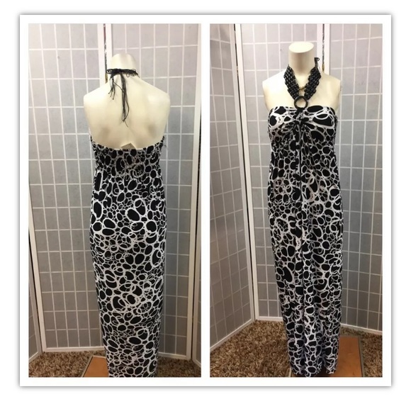 Just Love,dress,maxi,black/white,decorated,SizeM.: - Picture 1 of 11